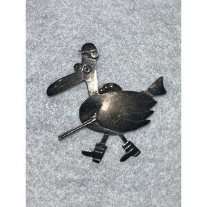 Sterling Silver 925 Duck Hunter Funny Cute Vintage Brooch Made in Mexico